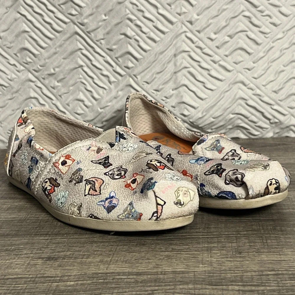 Skechers BOBS for Dogs Womens Gray Multi Dog Print Memory Foam Slip On Flats 8.5